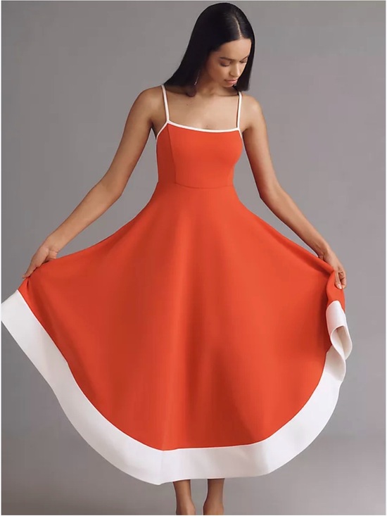 Anthropologie Dresses & Skirts - ANTHRO Maeve colorblock A-line midi spaghetti strap tank dress sz L